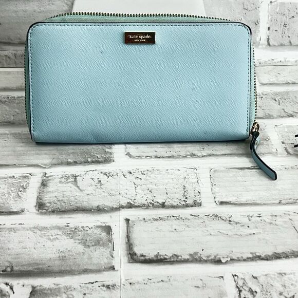 Kate Spade Laurel Way Neda Light Blue Saffiano Leather Large Wallet - Picture 15 of 15